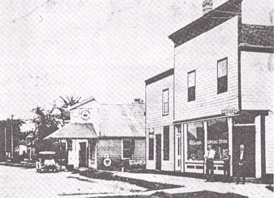 New Albin street scene, General Store in foreground, undated