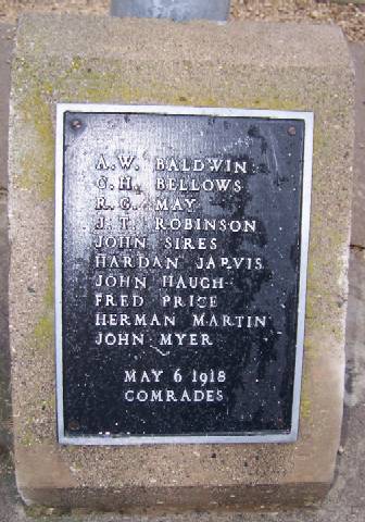 Commrades May 6, 1918 - Plaque in New Albin - photo taken by Errin Wilker