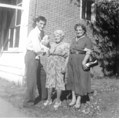 L to R:   Orum Wayne Gochenour,  Debbie Gochenour - Hansen (baby), Cora Rucker - Houser - White and Vera Houser - Gochenour   (submitted by Debbie Gochenour-Hansen)