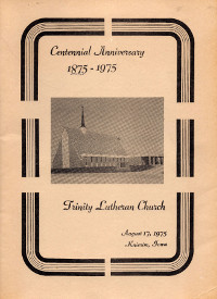 Cover of Centennial Anniversary Booklet for Trinity Lutheran