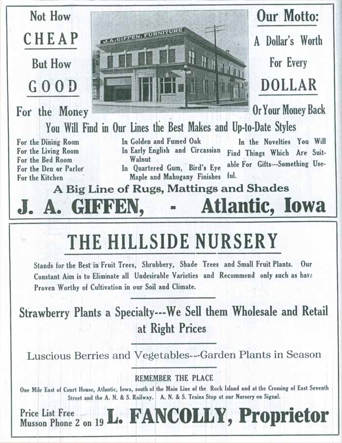 J. A. Giffen, Hillside Nursery Advertisements