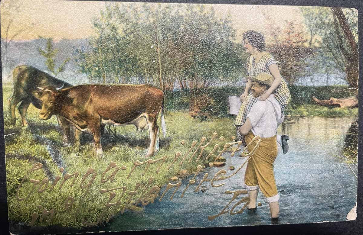 Going a-Milking Greeting, Atlantic, Cass County, Iowa