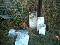 Pile of gravestones at Wagner twp. cemetery - photo by S. Ferrall