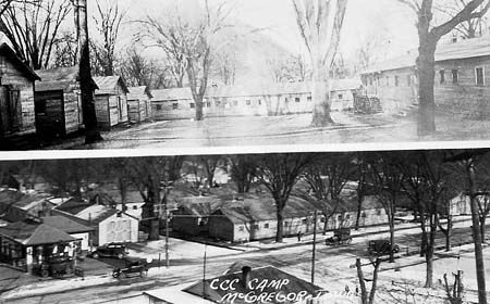 Barracks & overview of the CCC Camp at McGregor