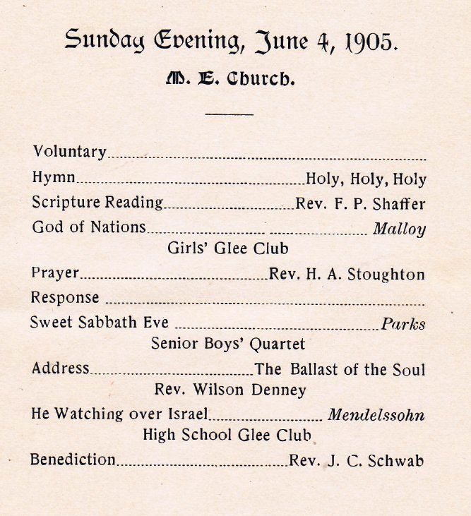 1905 Commencement Program Page 1