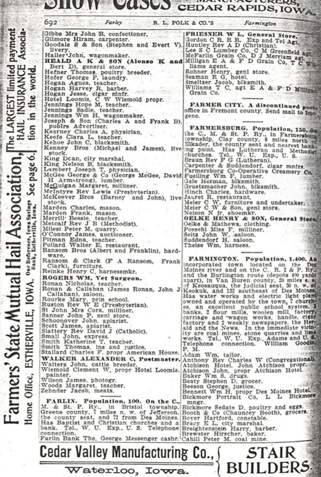 Iowa State Gazetteer page 692