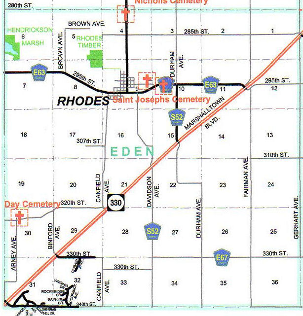 Eden Township showing cemeteries