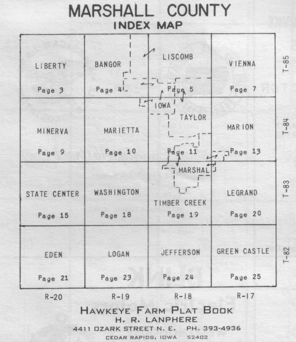 Marshall County, Iowa Township Index Map