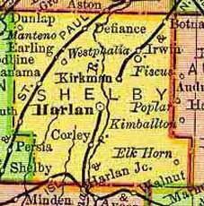 1895 Iowa Map - Shelby