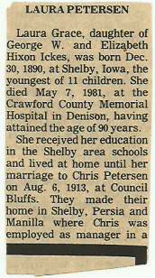 Laura Petersen Obit