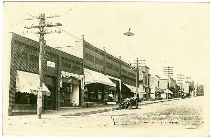 West Side of Main Street, Petersen's Hardware, Hilmar Nielsen, Elk Horn Bank, Elk Horn, Iowa