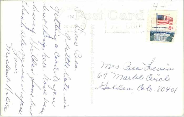 Harlan Congregational Church Postcard Back