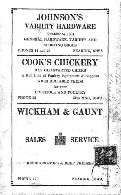 Zearing, Iowa 1953 Phone Directory image 1