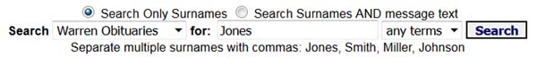 search form for obituaries