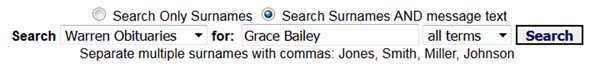 search form for obituaries