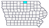 Map of Iowa with Worth colored